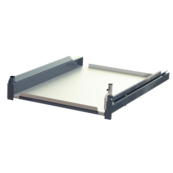 Steel shelf for suspended pull out units