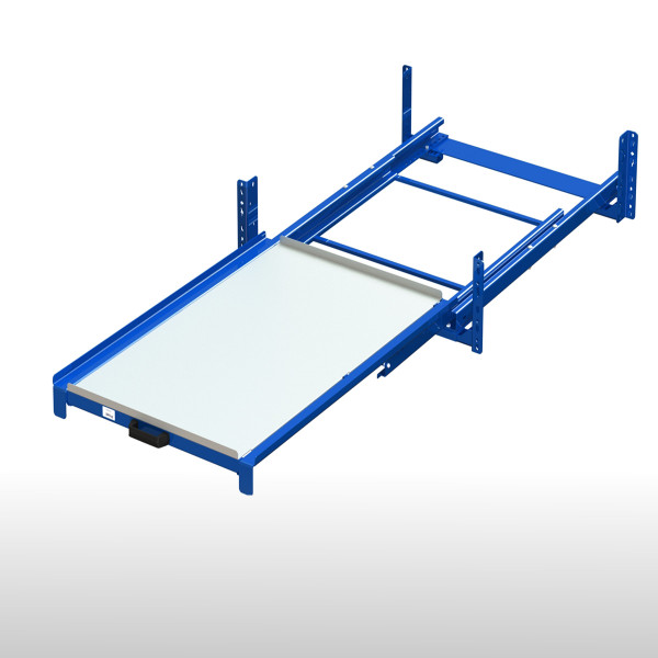 Eingehängte Auszüge mit Stahlboden-150 kg-ca. 100%-Enzianblau - RAL 5010