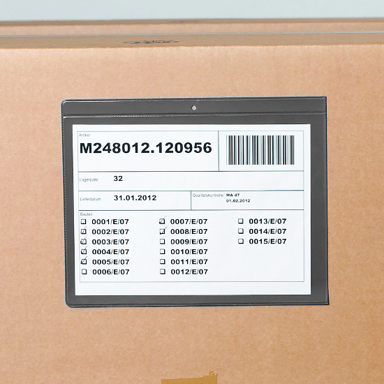 ECO labelling pockets self-adhesive made of organic PVC