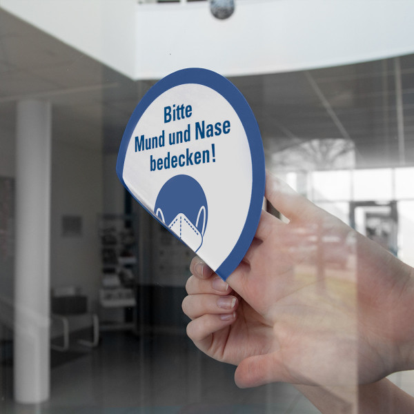 Aufkleber Mundschutzhinweis