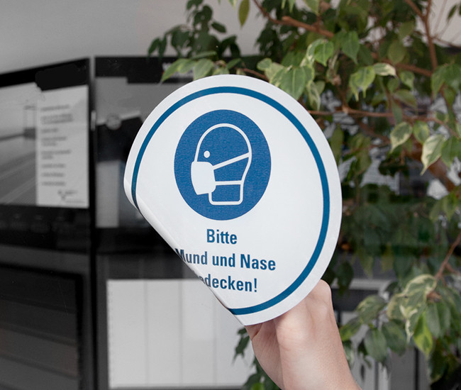 Aufkleber Mundschutzhinweis