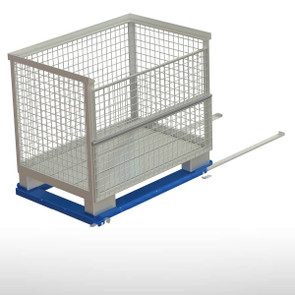 KROG Bodenauszug für Gitterboxen zur Beladung vom Staplergang 85% ausziehbar in enzianblau (wird ohne Gitterbox geliefert)