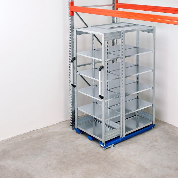 Floor pull-out unit with shelf assembly