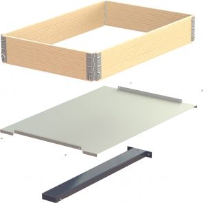 Frame with steel shelf and middle foot for pull-out units