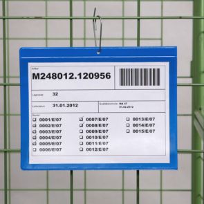 Kennzeichnungstaschen mit Aufhängelochung - Bügelklemme