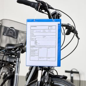 Hanging pockets - cardboard strengthened - hanging on a bike