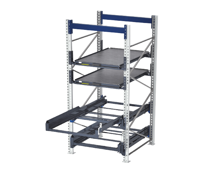 Upright hanging pull-out unit with steel shelf