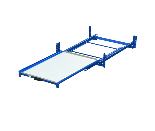 Upright hanging pull-out unit with steel shelf