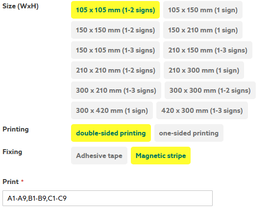 Shelf and aisle sign straight with hanging holes