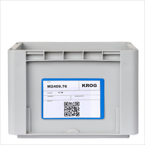 Self-adhesive pocket on plastic boxes