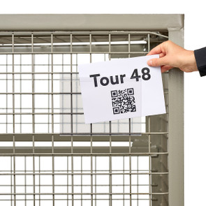 Klemmbügeltasche in Anwendung an Gitterbox