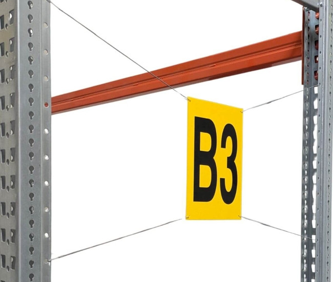 Aluminium shelf and aisle sign with hanging holes
