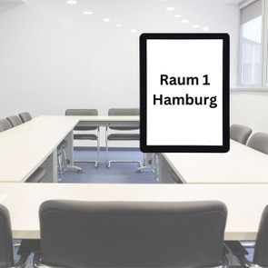 Schwarzer Universal-Informationsrahmen am Konferenzraum