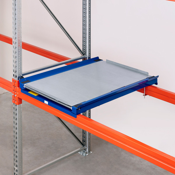 Geschlossener Stahlboden für Palettenauszüge mit umlaufenden Rand ohne Gummiauflage