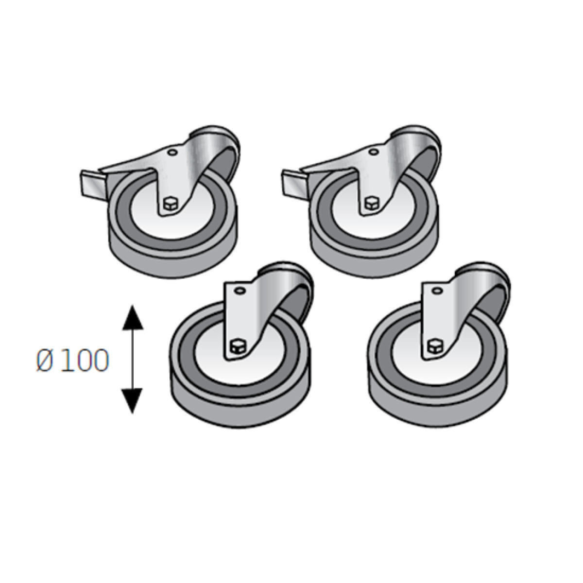 Rollenset für Tischgestell IDC & Mega