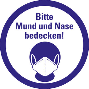 Aufkleber Mundschutzhinweis