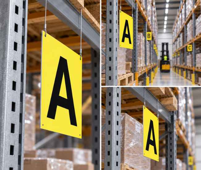 Regal- und Gangschild mit Aufhängelochung aus Aluminium