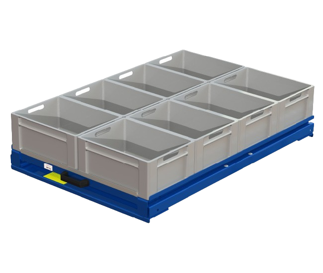 Beam mounted pull out unit with steel shelf panel
