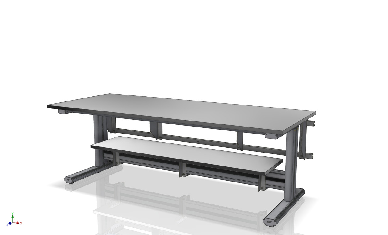 Elektrisch höhenverstellbares Tischgestell der Serie Mega Medium 2 mit diversen Anbauteilen
